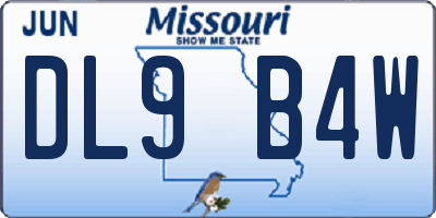 MO license plate DL9B4W
