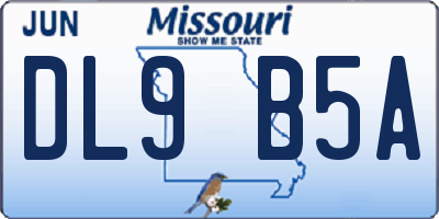 MO license plate DL9B5A