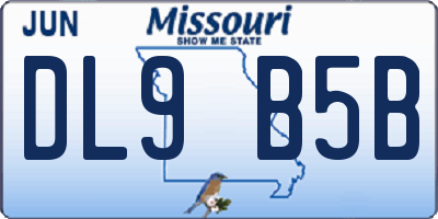 MO license plate DL9B5B