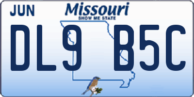 MO license plate DL9B5C