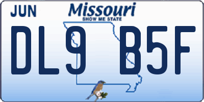 MO license plate DL9B5F