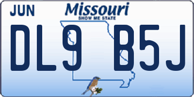 MO license plate DL9B5J