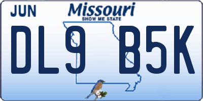 MO license plate DL9B5K