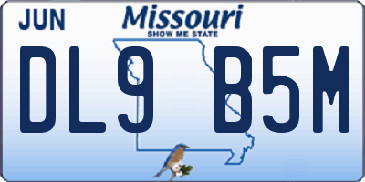 MO license plate DL9B5M