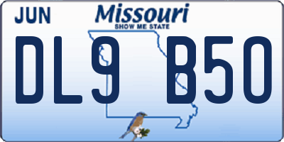 MO license plate DL9B5O