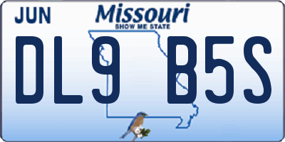MO license plate DL9B5S