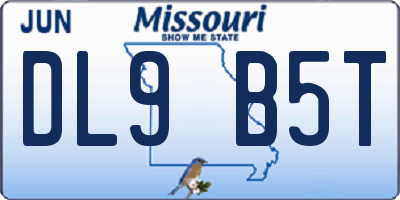 MO license plate DL9B5T