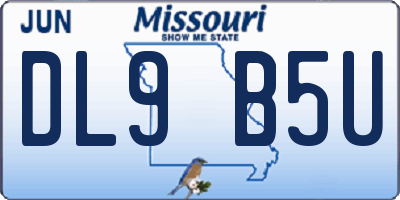 MO license plate DL9B5U