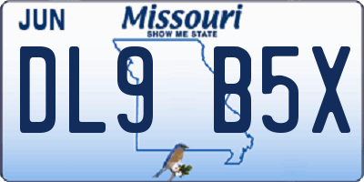 MO license plate DL9B5X