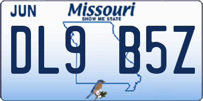 MO license plate DL9B5Z