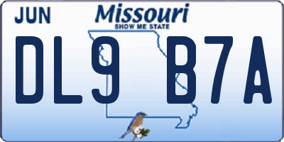 MO license plate DL9B7A