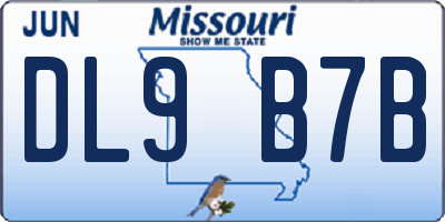 MO license plate DL9B7B