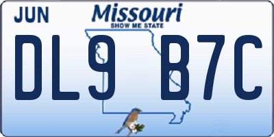 MO license plate DL9B7C