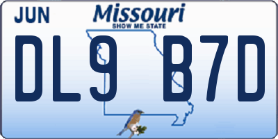 MO license plate DL9B7D