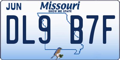 MO license plate DL9B7F