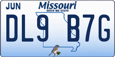 MO license plate DL9B7G