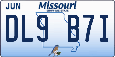 MO license plate DL9B7I