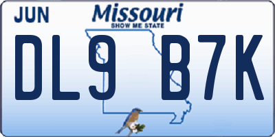MO license plate DL9B7K