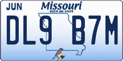 MO license plate DL9B7M