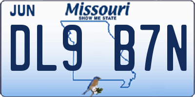 MO license plate DL9B7N
