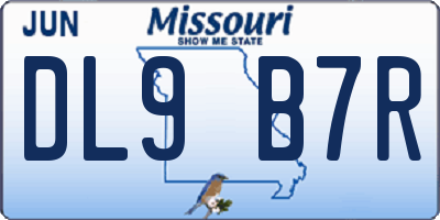 MO license plate DL9B7R