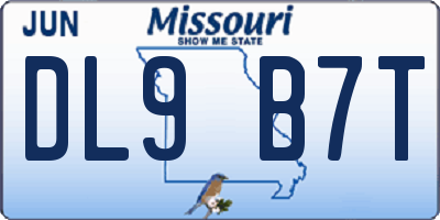 MO license plate DL9B7T