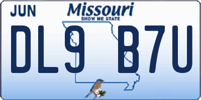 MO license plate DL9B7U