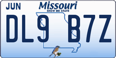 MO license plate DL9B7Z