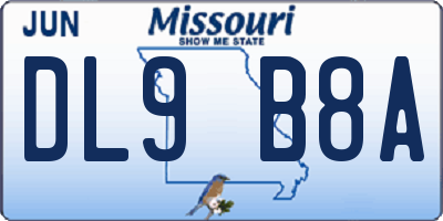 MO license plate DL9B8A
