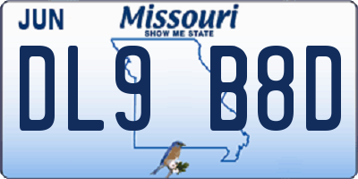 MO license plate DL9B8D