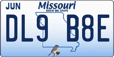 MO license plate DL9B8E