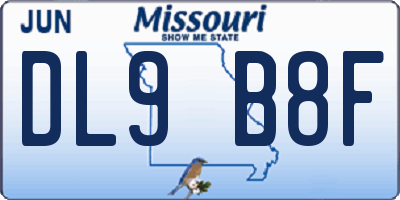 MO license plate DL9B8F