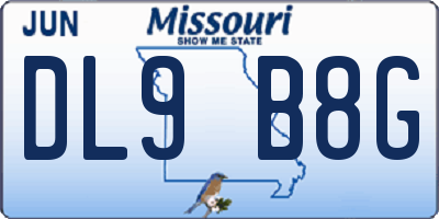 MO license plate DL9B8G
