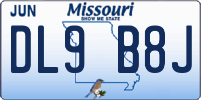 MO license plate DL9B8J