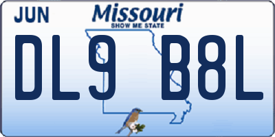 MO license plate DL9B8L