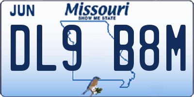MO license plate DL9B8M