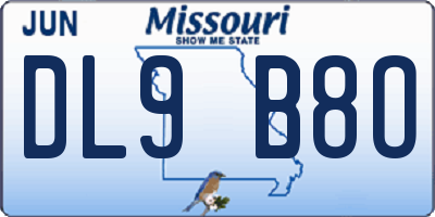 MO license plate DL9B8O