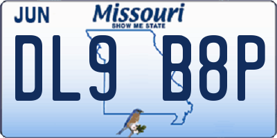 MO license plate DL9B8P
