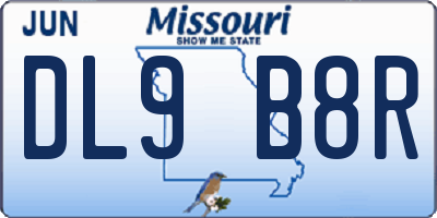 MO license plate DL9B8R