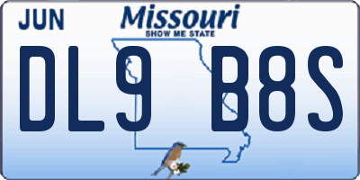 MO license plate DL9B8S