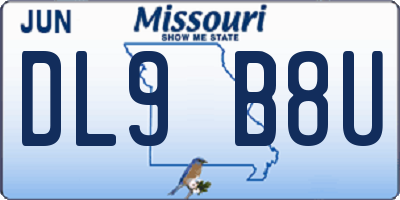 MO license plate DL9B8U