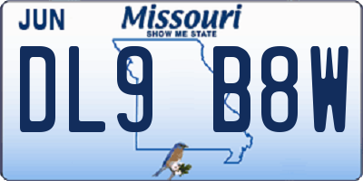 MO license plate DL9B8W