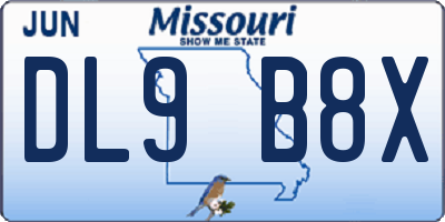 MO license plate DL9B8X