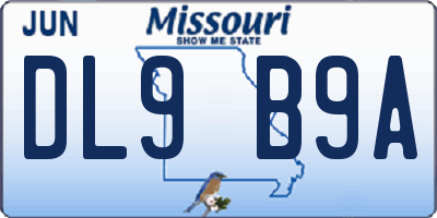 MO license plate DL9B9A