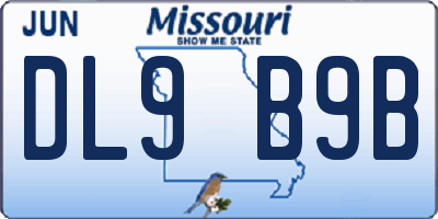 MO license plate DL9B9B