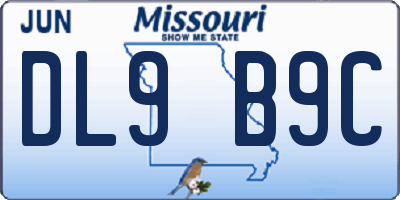 MO license plate DL9B9C