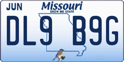 MO license plate DL9B9G