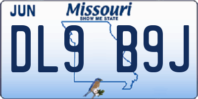 MO license plate DL9B9J