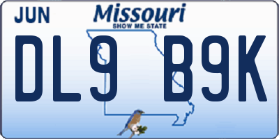 MO license plate DL9B9K