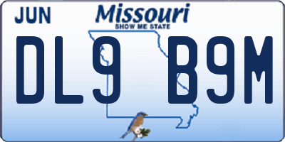 MO license plate DL9B9M